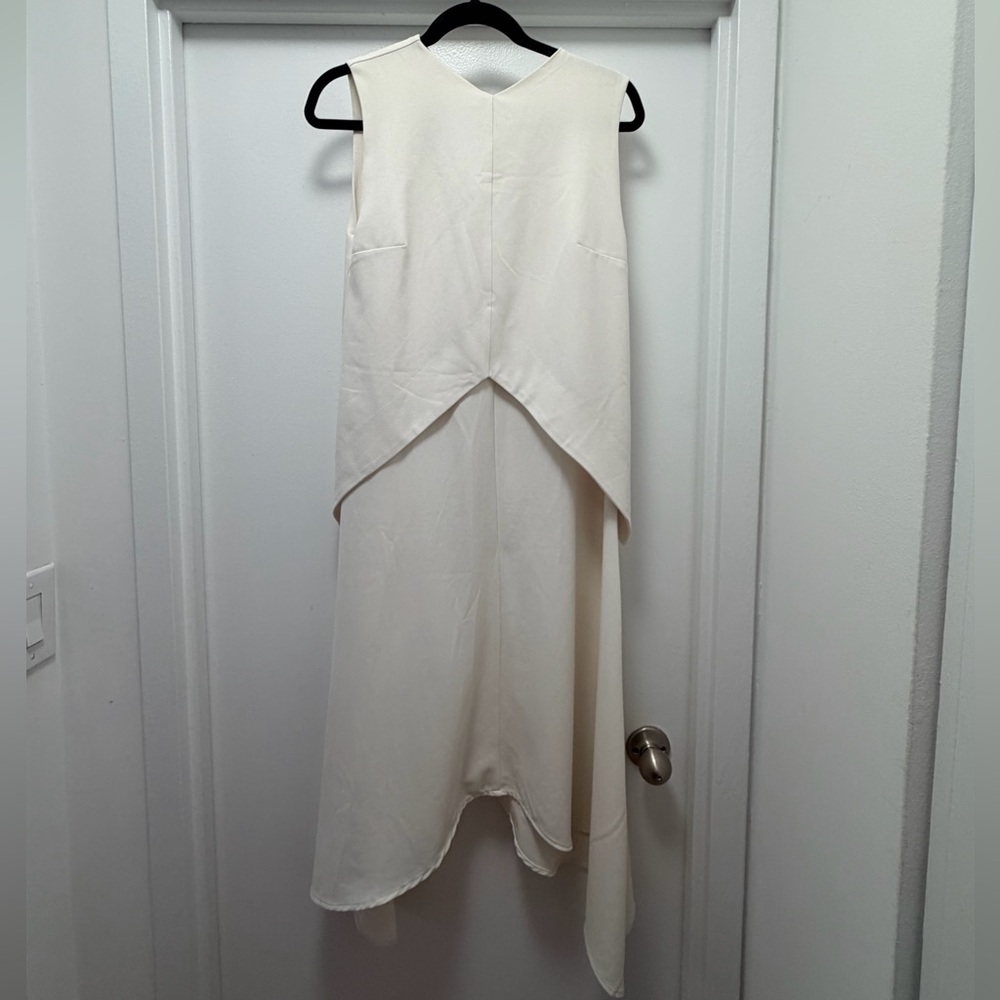 Chic Asymmetrical Cream Dress